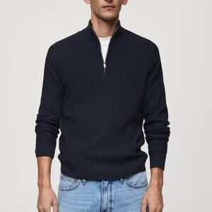 Mango Men's Ribbed Sweater Zip Neck size medium